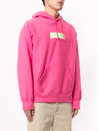 pink supreme hoodie red box logo