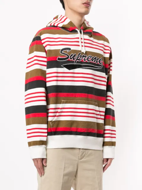supreme classic logo striped hoodie