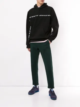 supreme text stripe hooded sweatshirt