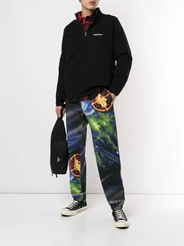 supreme color blocked half zip sweatshirt black