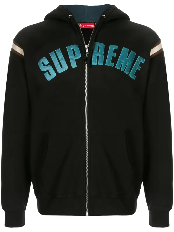 jet sleeve zip up hooded sweatshirt