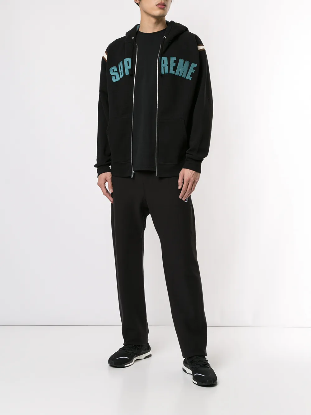 supreme jet sleeve zip up hooded sweatshirt
