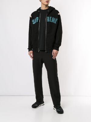 jet sleeve zip up hooded sweatshirt