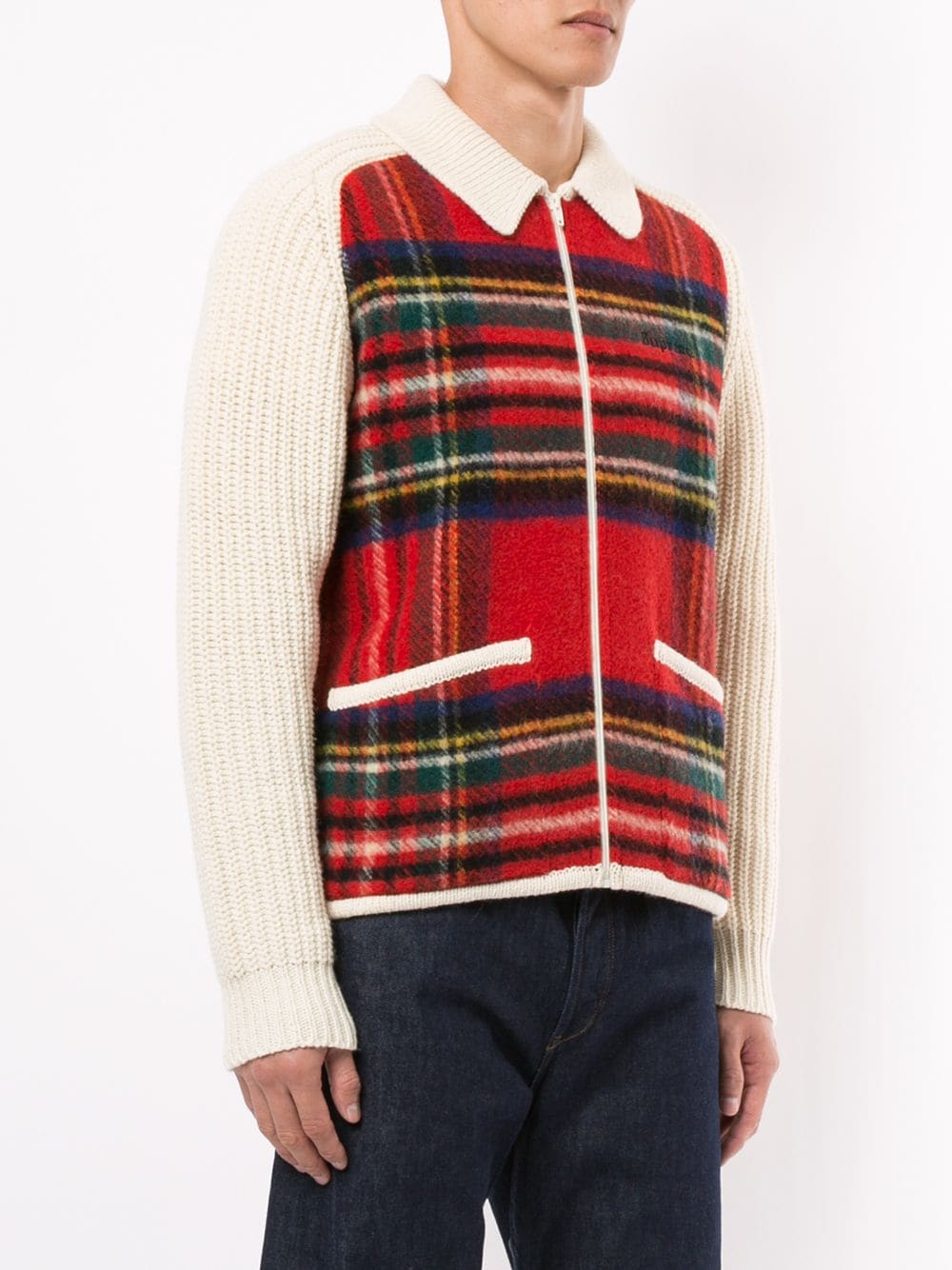 Supreme Plaid Front zip-up Jumper - Farfetch