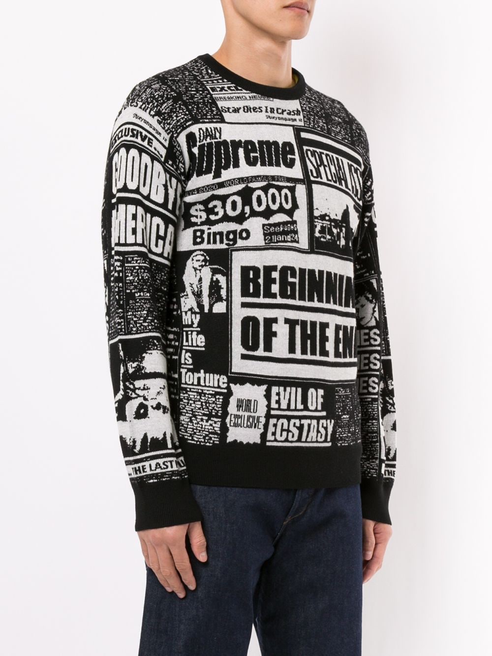 supreme newsprint sweater