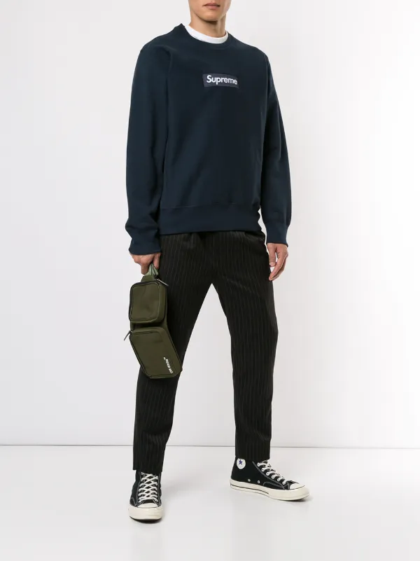 Supreme - Navy Box logo crewneck 