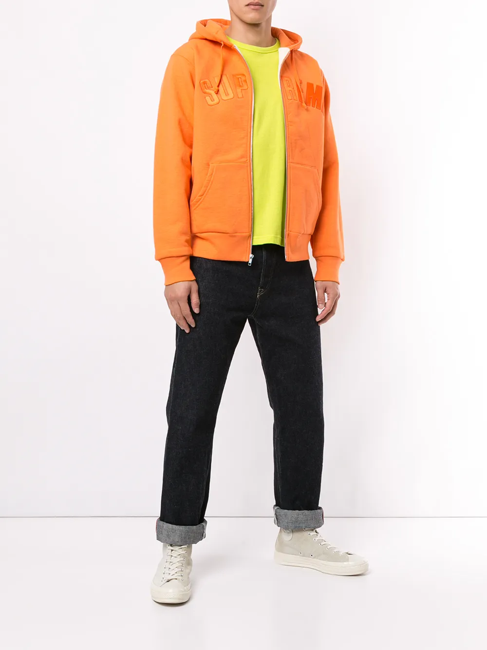 supreme arc logo thermal zip up hoodie