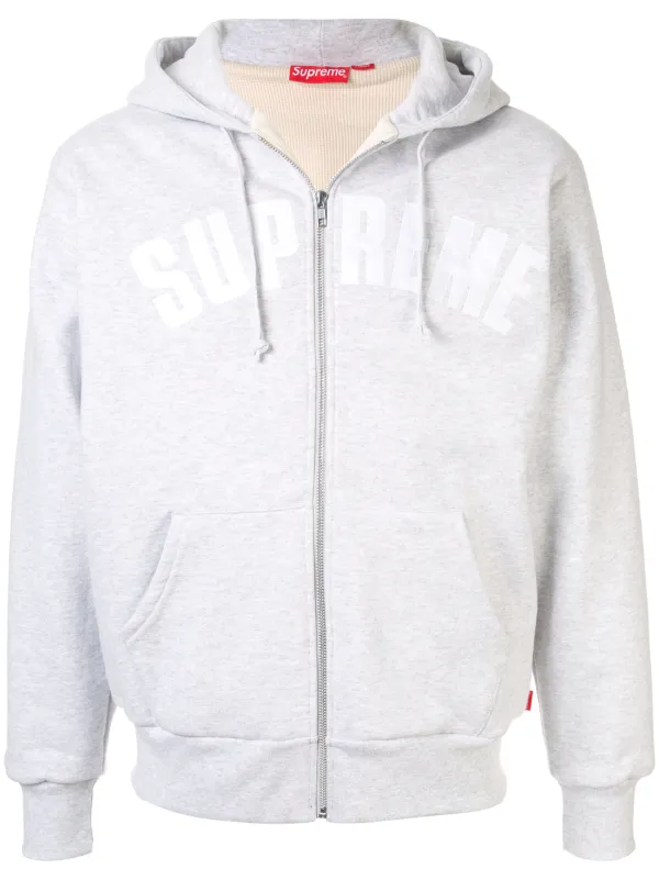 supreme grey zip up hoodie