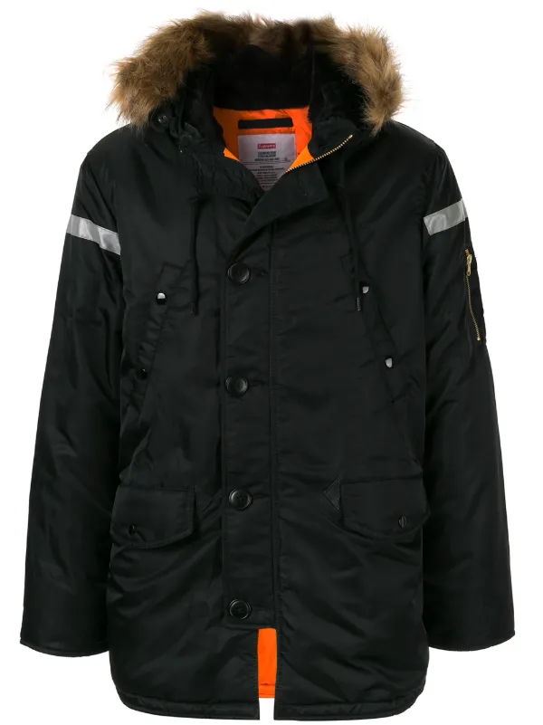 Shop Black Supreme Reflective Cross N 3b Parka With Express Delivery Farfetch