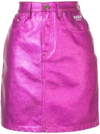 pink metallic jean skirt