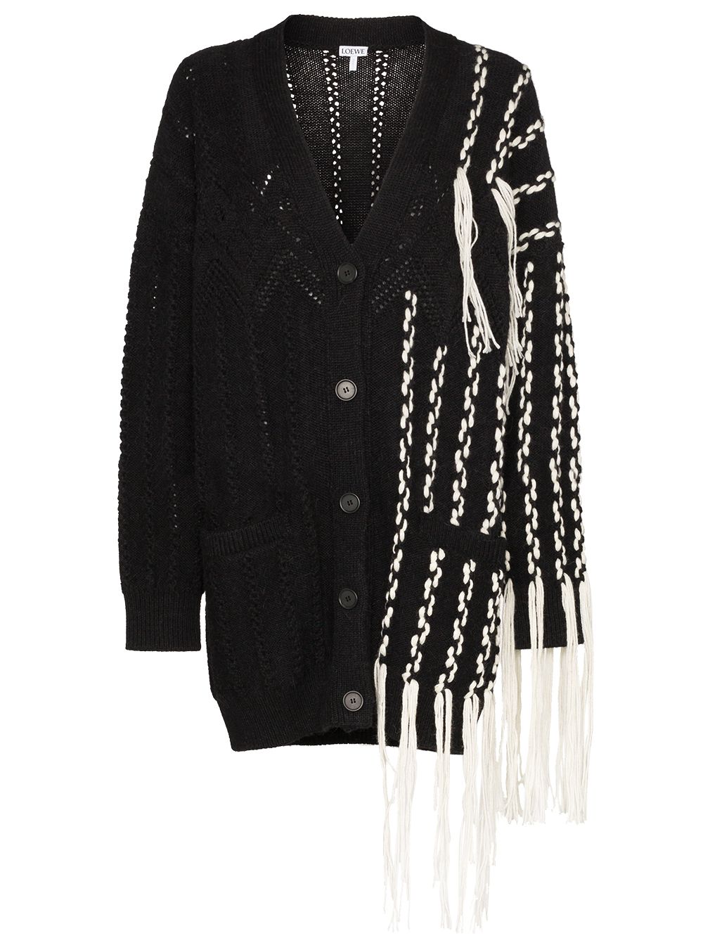 фото Loewe contrast detail fringed asymmetric cardigan