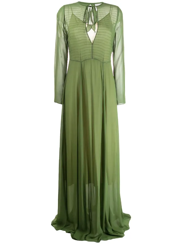 green chiffon maxi dress