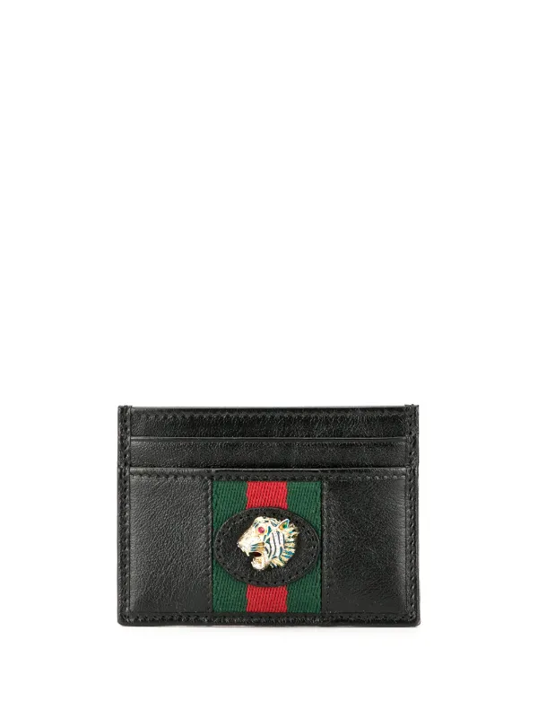 Shop Gucci Web stripe card holder with