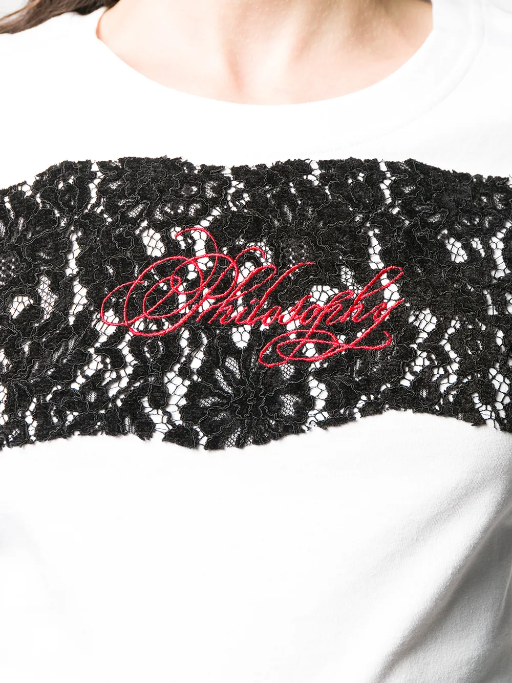 Philosophy Di Lorenzo Serafini T-shirt met geborduurd kant Wit