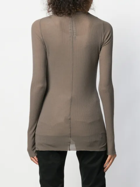 RICK OWENS RICK OWENS LONG SLEEVE RIBBED T-SHIRT - GREY