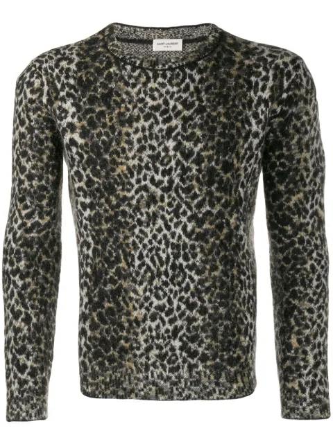 Saint Laurent intarsia leopard knitted jumper