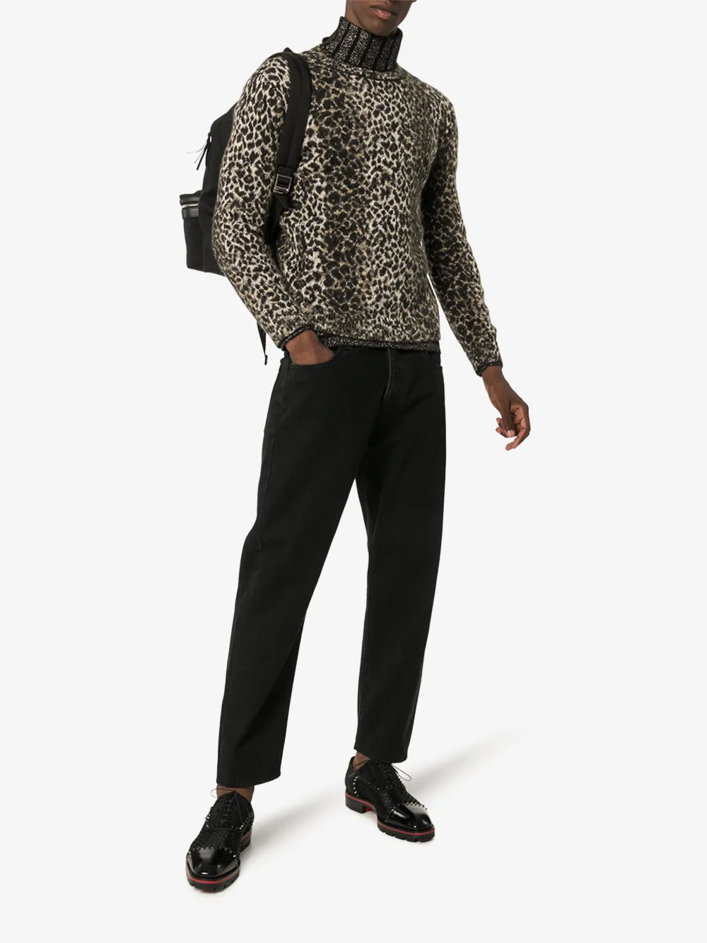 SAINT LAURENT SAINT LAURENT INTARSIA LEOPARD KNITTED SWEATER,584946YAHA214141485