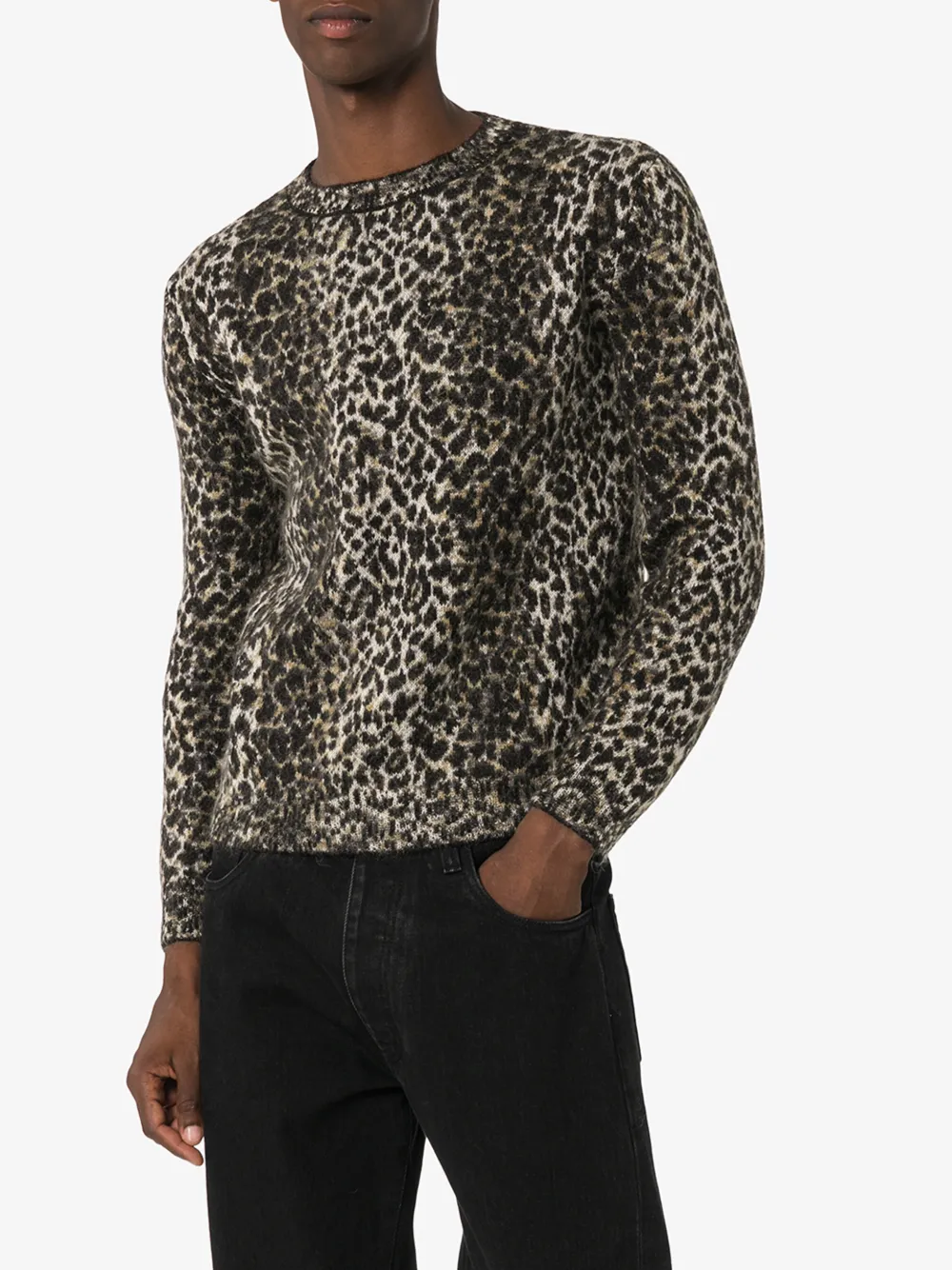 SAINT LAURENT SAINT LAURENT INTARSIA LEOPARD KNITTED SWEATER,584946YAHA214141485