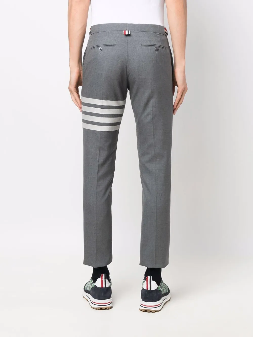Thom Browne Plain Weave 4-Bar Low-rise Trousers in Grey, view 5