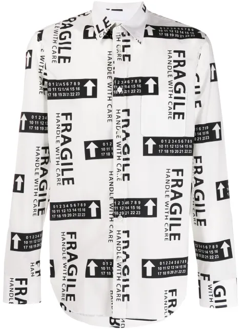 White Maison Margiela Fragile Print Shirt For Men Farfetch Com