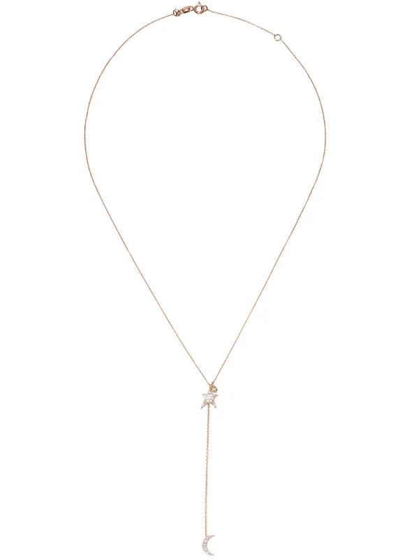 Kismet By Milka 14kt Rose Gold Struck Star Chain Moon Lariat
