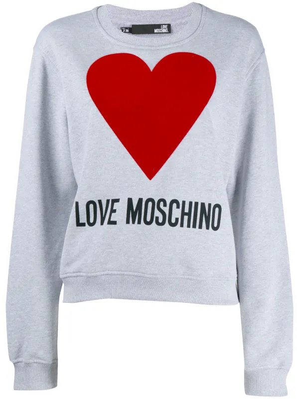 Red O81 Love Moschino Women/'s Round Collar Sweatshirt with Logo Red