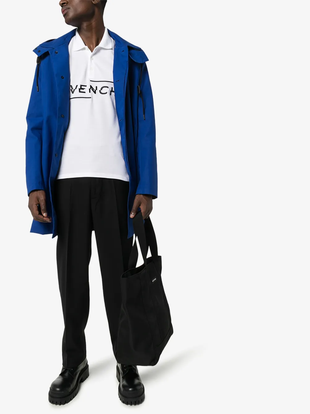 GIVENCHY SPLIT LOGO COTTON POLO SHIRT,BM70U6300614143648