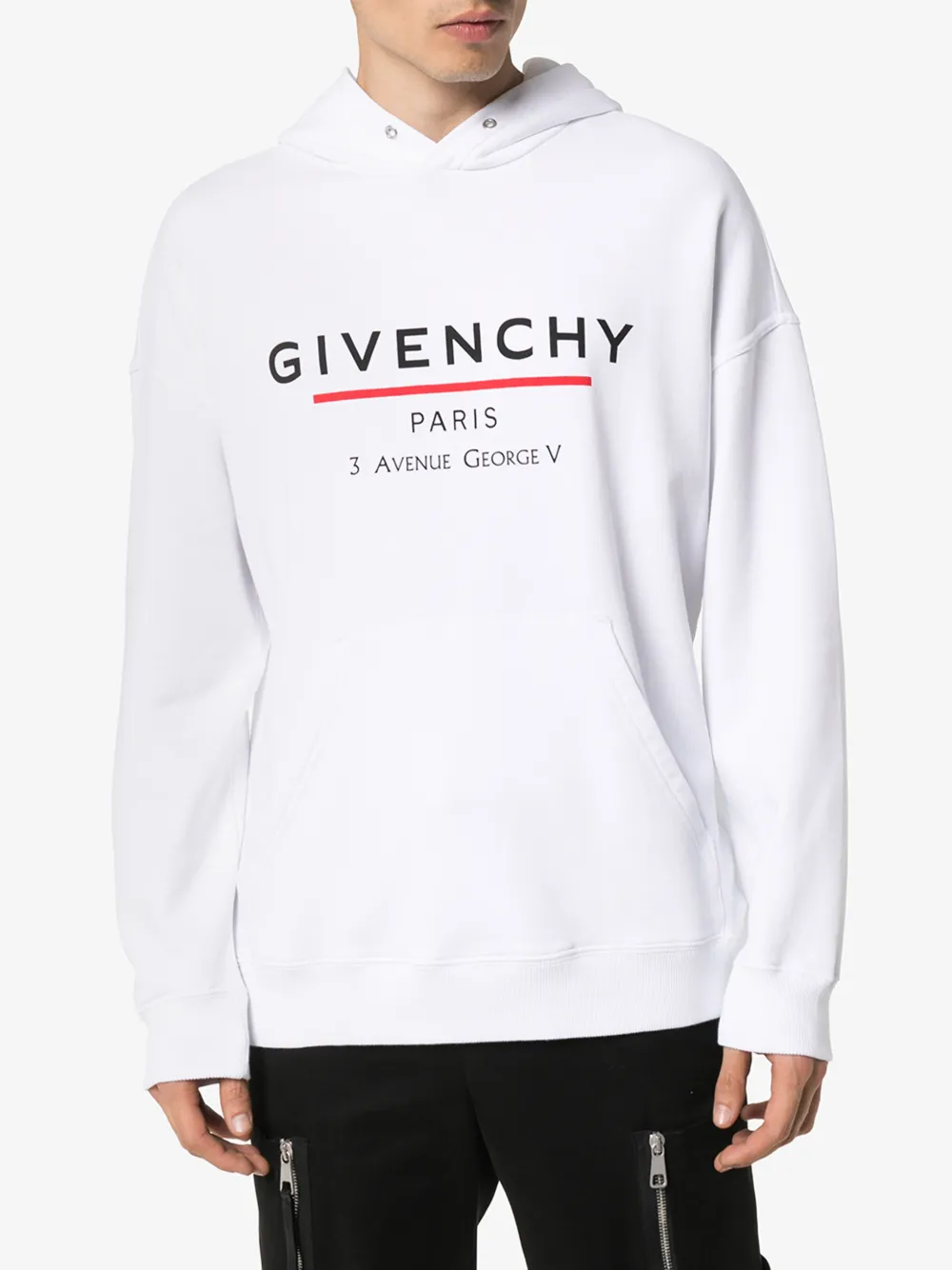 GIVENCHY ADDRESS LOGO PRINT HOODIE,BMJ05430AF14143750