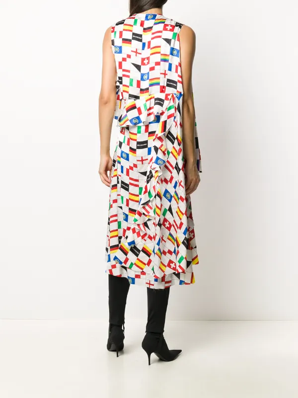 Balenciaga Printed Silk Dress | White | FARFETCH