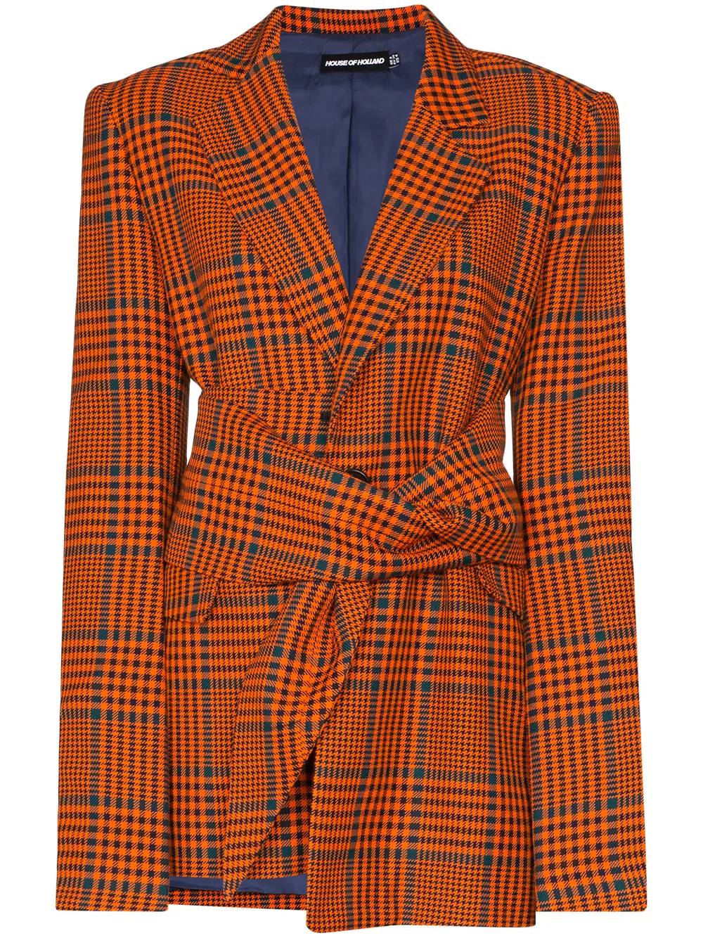 House Of Holland Blazers checked wrap tie blazer