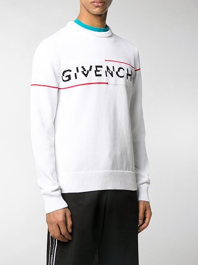 Givenchy intarsia knit logo jumper white | MODES