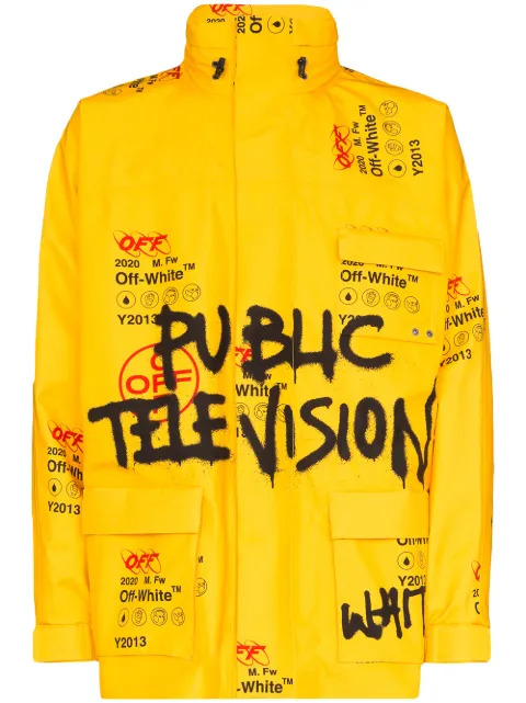 Off White Logo Print Gore Tex Jacket Aw19 Farfetch Com