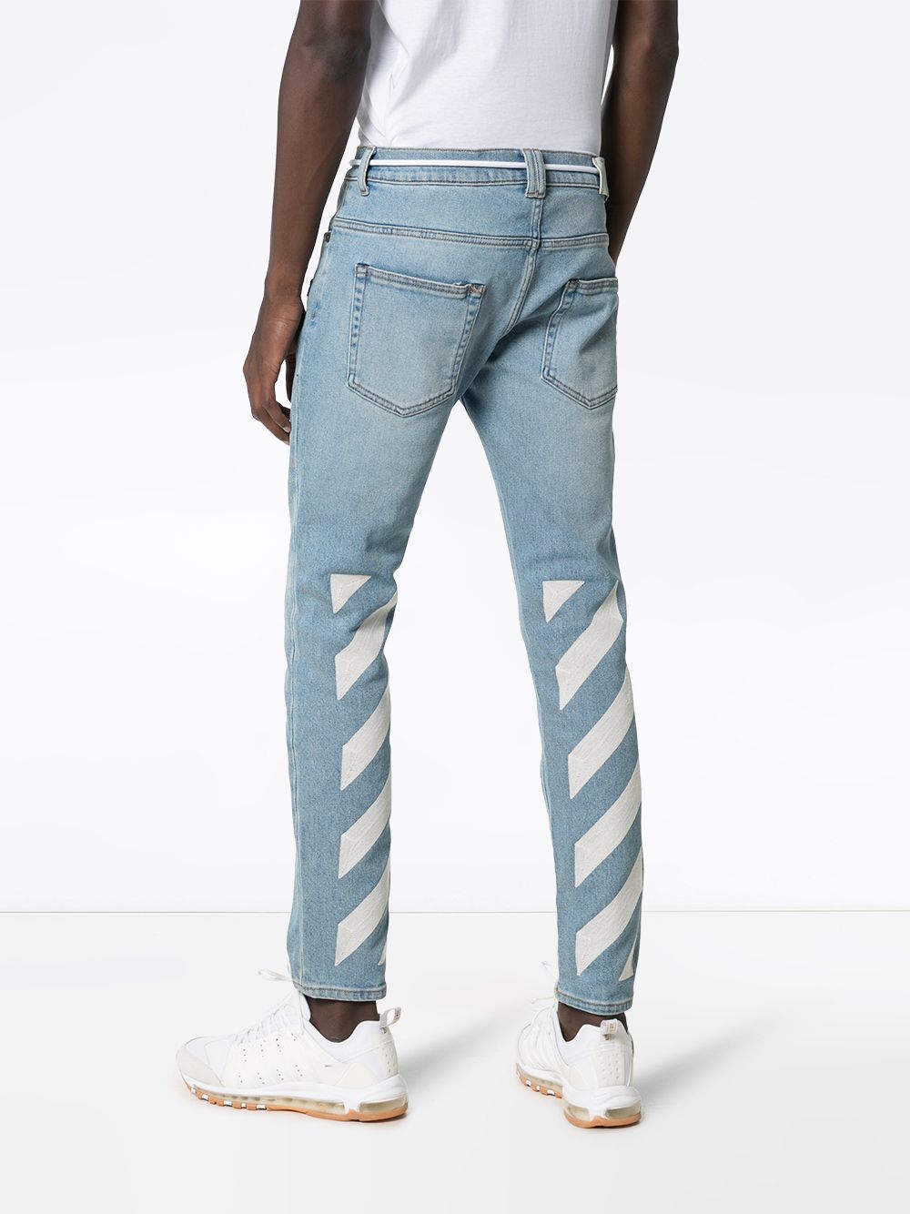 фото Off-White джинсы в диагональную полоску
