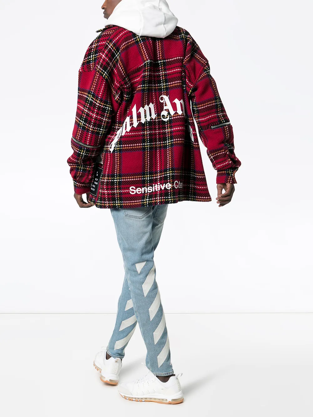 фото Off-white джинсы с принтом в диагональную полоску