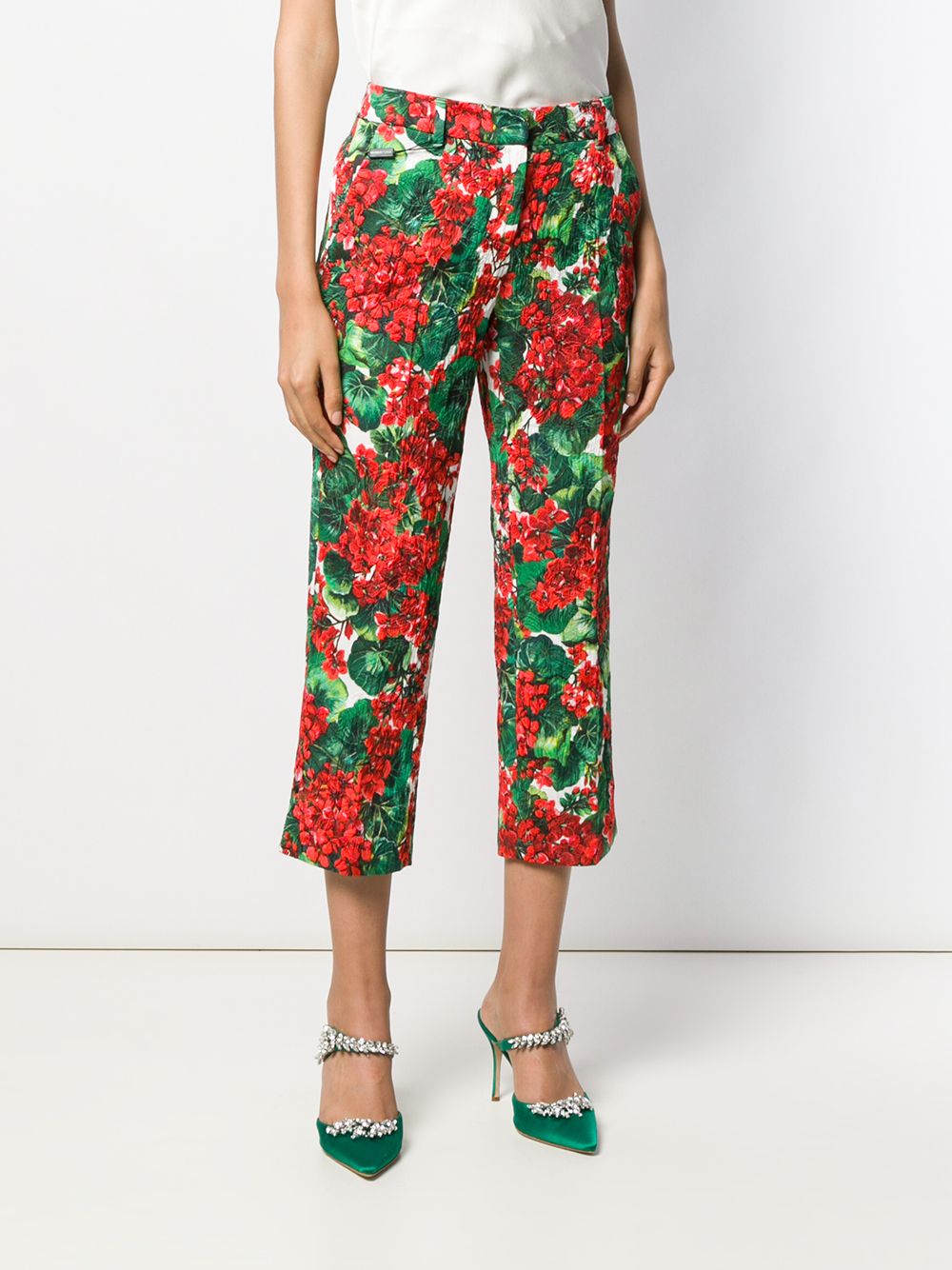 фото Dolce & Gabbana укороченные брюки с цветочным принтом