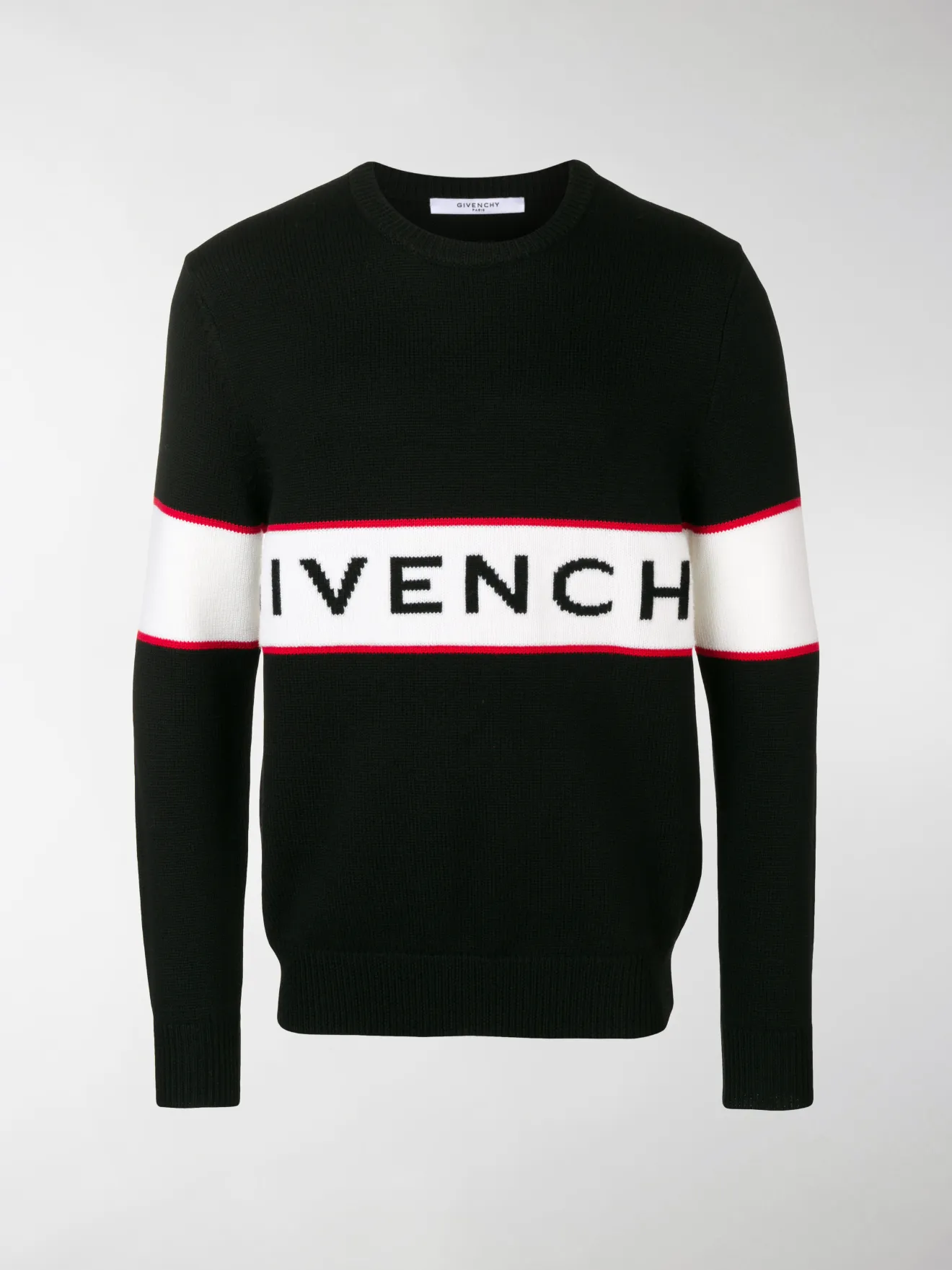 Givenchy intarsia knit logo jumper black | MODES