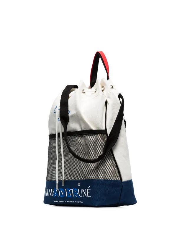 Maison Kitsune X Ader Error Drawstring Backpack Farfetch Com