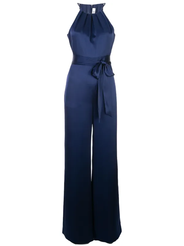 blue flared jumpsuit