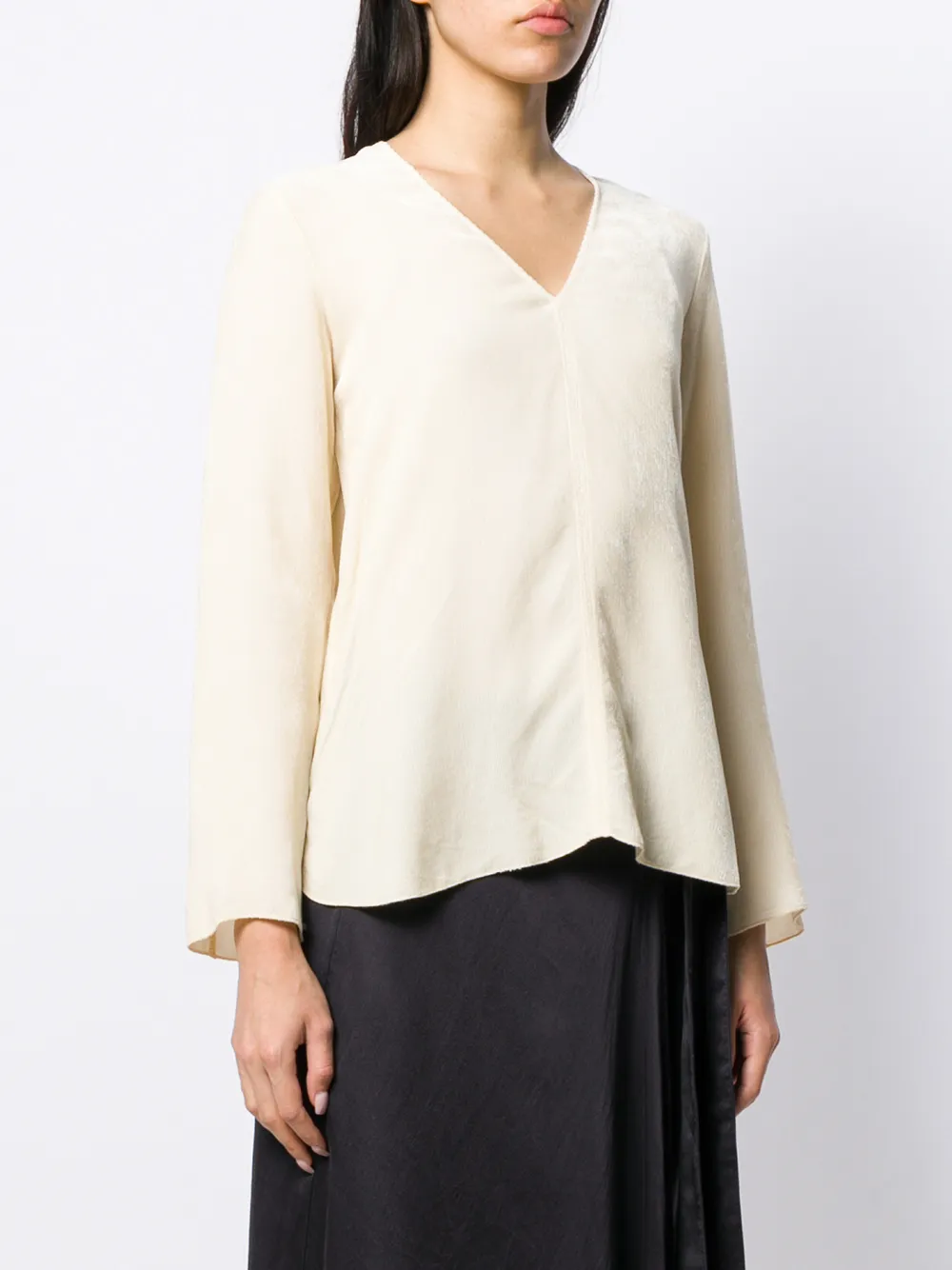 Forte Geribbelde blouse Wit
