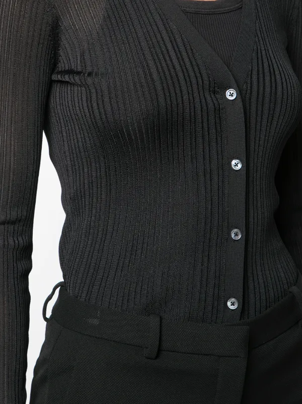 pointelle cardigan black