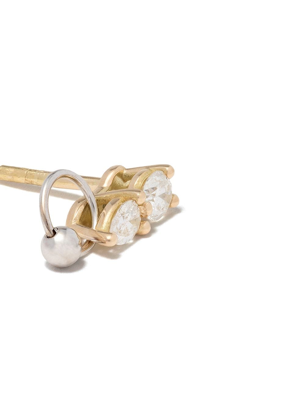 Shop Delfina Delettrez 18kt White And Yellow Gold Two In One Diamond Earring In Yellow Gold/white Gold