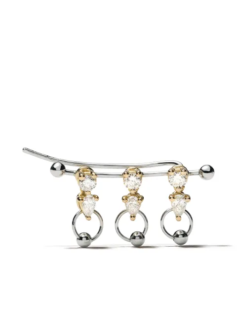 Delfina Delettrez 18kt white and yellow gold Two in One diamond earring