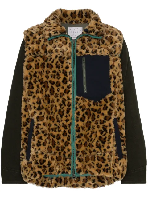 Click to view more detailed imagery on our partner's website Sacai Faux Fur Leopard Jacket In 651 Multicoloured
