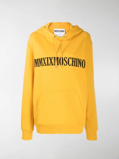 Moschino logo-embroidered oversized hoodie yellow | MODES