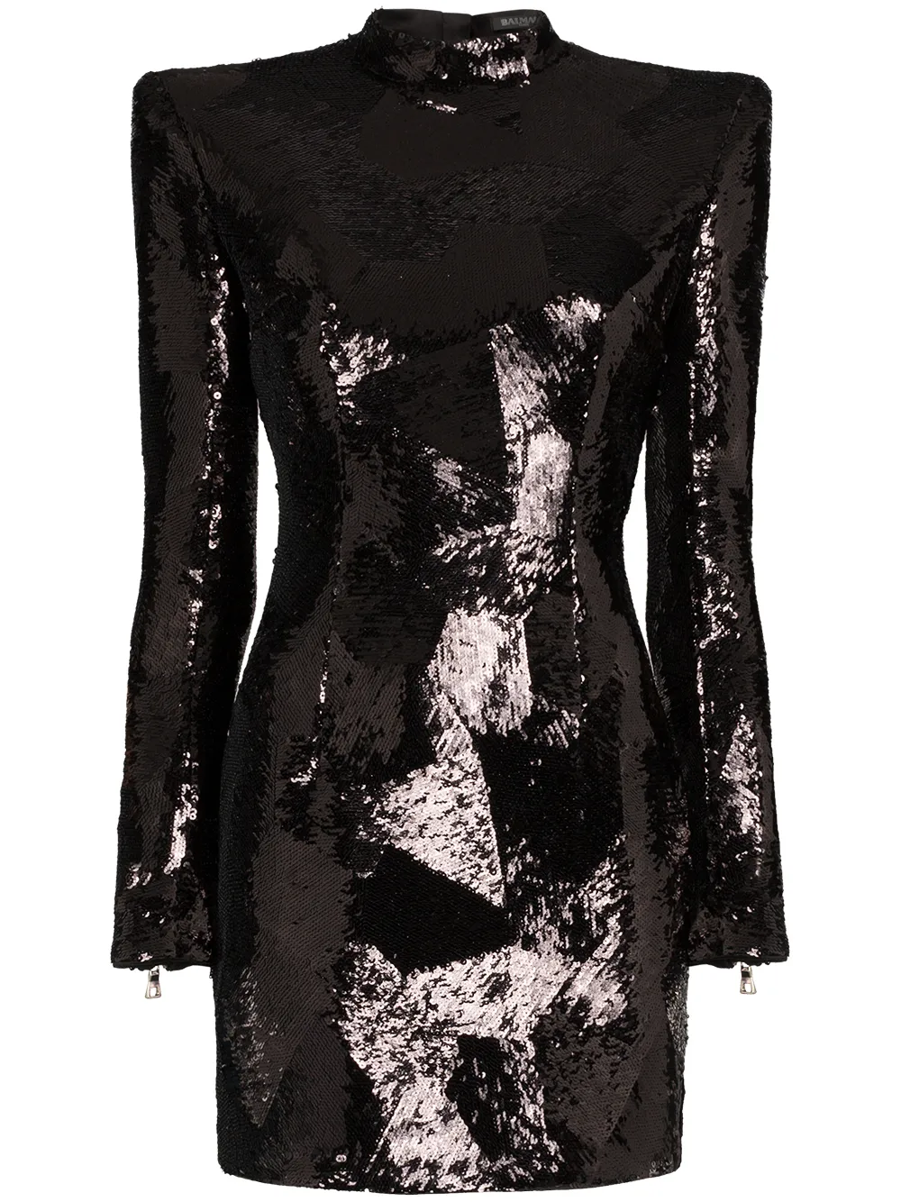 balmain black sequin dress