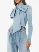 Balmain pussybow denim bodysuit