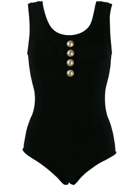 Black bodysuit with buttons Clearance