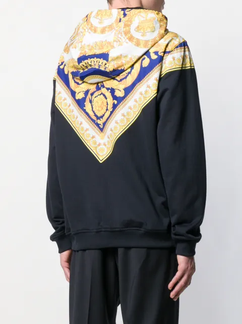 Versace Gold Barocco Insert Zip-Front Hoodie Aw19 | Farfetch.com