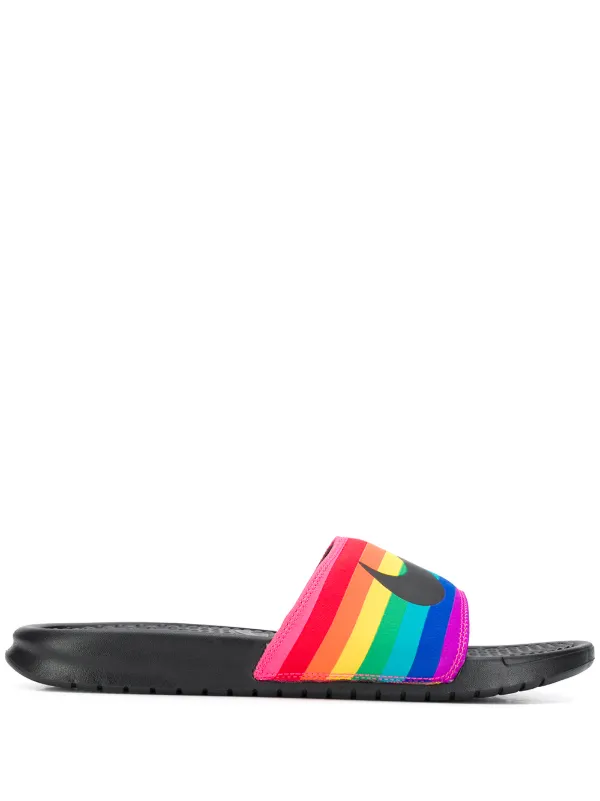 rainbow nike slides