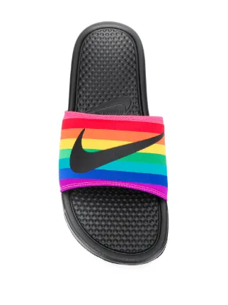 rainbow nike slides